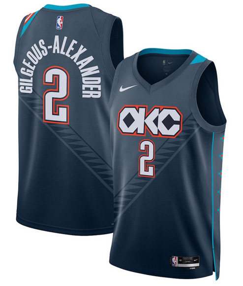 Oklahoma City Thunder #2 Shai Gilgeous-Alexander Navy 2025-26 City Edition Swingman Stitched Jersey - Zenithce