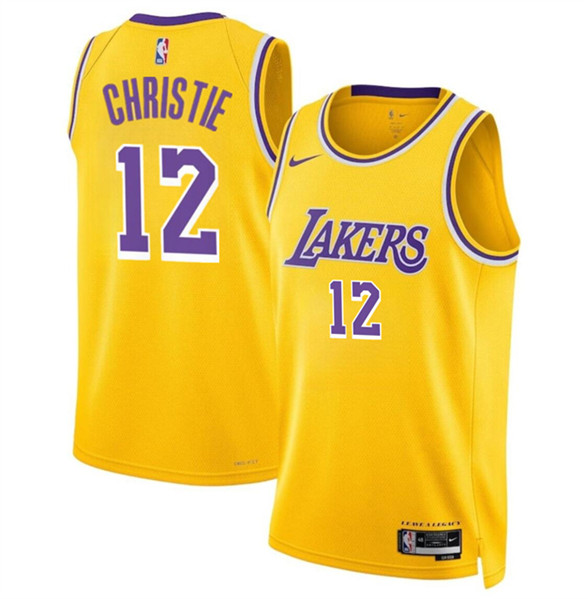 Los Angeles Lakers #12 Max Christie Yellow 2024 Icon Edition Stitched Jersey - Zenithce
