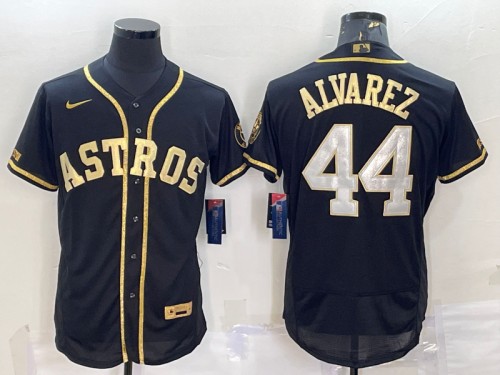 Houston Astros #44 Yordan Alvarez Black Gold Flex Base Stitched Jersey - Zenithce
