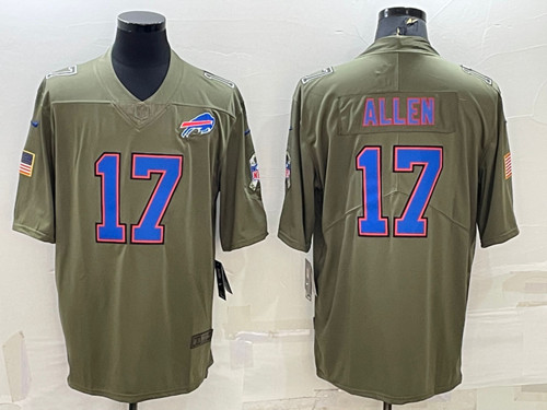 Buffalo Bills #17 Josh Allen Olive Salute To Service Limited Stitched Jersey - Zenithce