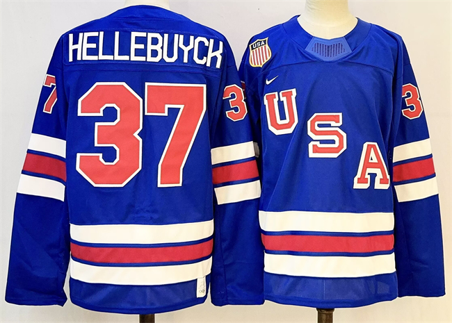 USA #37 Connor Hellebuyck Royal 2025-2026 Stitched Jersey - Zenithce