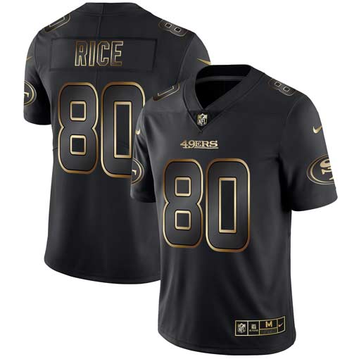 San Francisco 49ers #80 Jerry Rice 2019 Black Gold Edition Stitched Jersey - Zenithce