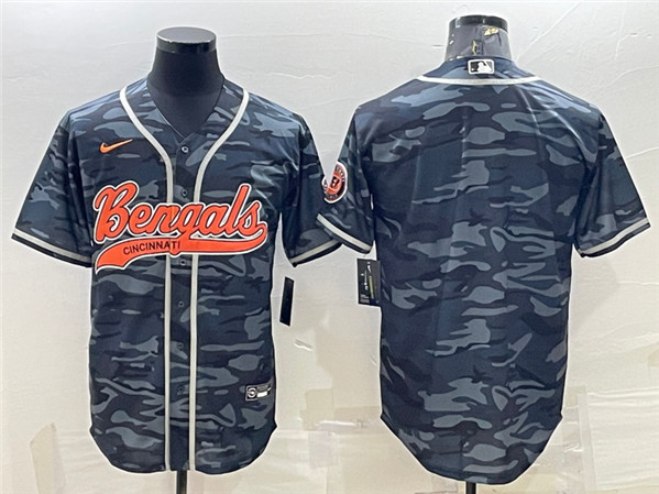 Cincinnati Bengals Blank Gray Camo With Patch Cool Base Stitched Jersey - Zenithce