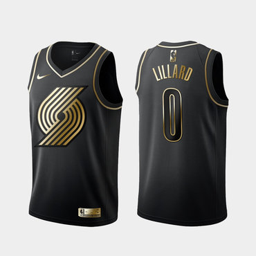 Blazers 0 Damian Lillard Black Golden Edition Swingman Jersey - Zenithce