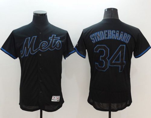 Mets #34 Noah Syndergaard Black Fashion Flexbase Authentic Collection Stitched Jersey - Zenithce