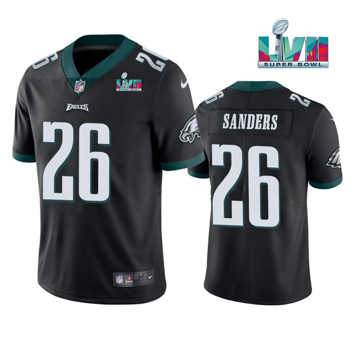 Philadelphia Eagles #26 Miles Sanders Black Super Bowl LVII Patch Vapor Untouchable Limited Stitched Jersey - Zenithce