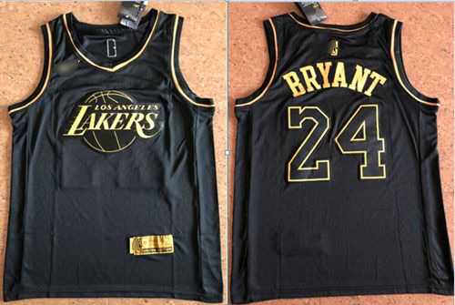 Lakers #24 Kobe Bryant Black Gold Swingman Limited Edition Jersey - Zenithce