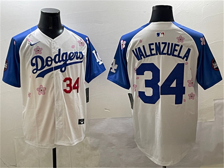 Los Angeles Dodgers #34 Fernando Valenzuela White Royal 2025 Tokyo Series Limited Stitched Jersey - Zenithce