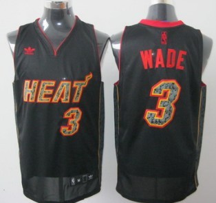 Miami Heat #3 Dwyane Wade All Black With Orange Fashion Jersey - Zenithce