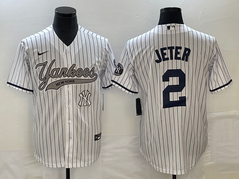 New York Yankees #2 Derek Jeter White With Patch Cool Base Stitched Jersey - Zenithce