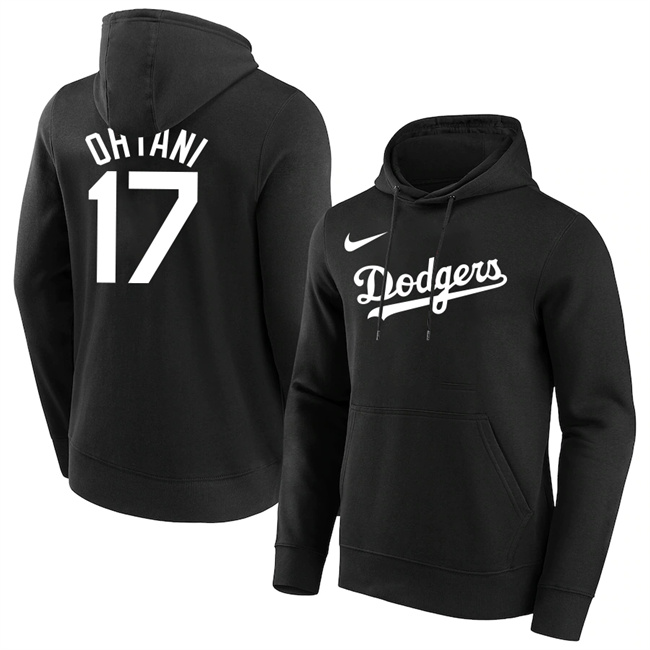 Los Angeles Dodgers #17 Shohei Ohtani Black Name Number Pullover Hoodie - Zenithce