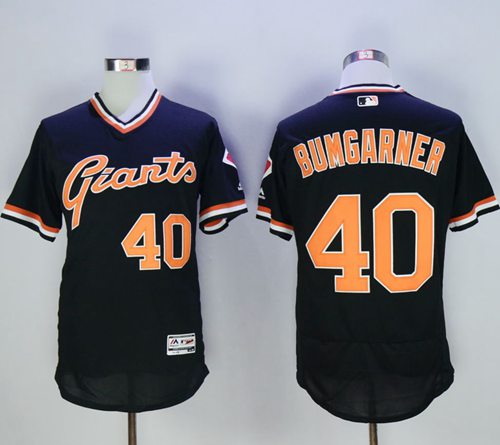 Giants #40 Madison Bumgarner Black Flexbase Authentic Collection Cooperstown Stitched Jersey - Zenithce