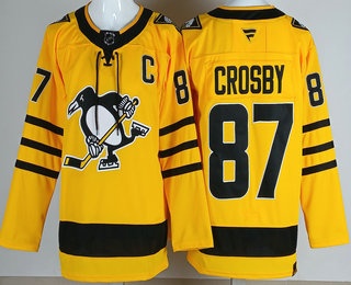 Pittsburgh Penguins #87 Sidney Crosby Yellow Alternate Authentic Jersey - Zenithce