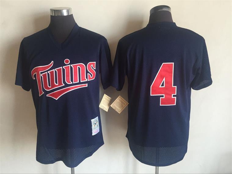 Minnesota Twins #4 Paul Molitor Mitchell And Ness Navy Blue 1996 Throwback Stitched Jersey - Zenithce