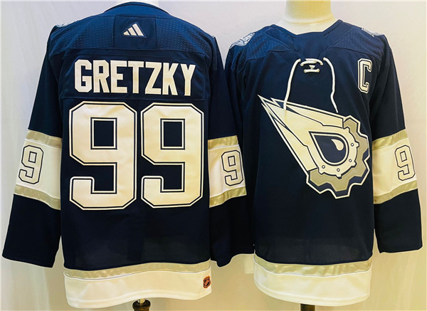 Edmonton Oilers #99 Wayne Gretzky Navy White Stitched Jersey - Zenithce