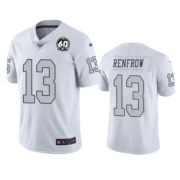 Raiders #13 Hunter Renfrow White 100th Season With 60 Patch Color Rush Limited Stitched Jersey - Zenithce