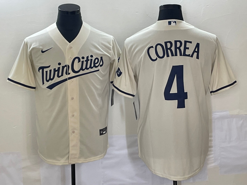 Minnesota Twins #4 Carlos Correa Cream Cool Base Stitched Jersey - Zenithce