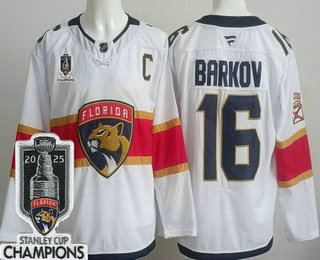 Florida Panthers #16 Aleksander Barkov White 2025 Stanley Cup Champions Authentic Jersey - Zenithce