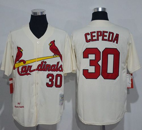 Mitchell And Ness 1967 Cardinals #30 Orlando Cepeda Cream Throwback Stitched Jersey - Zenithce