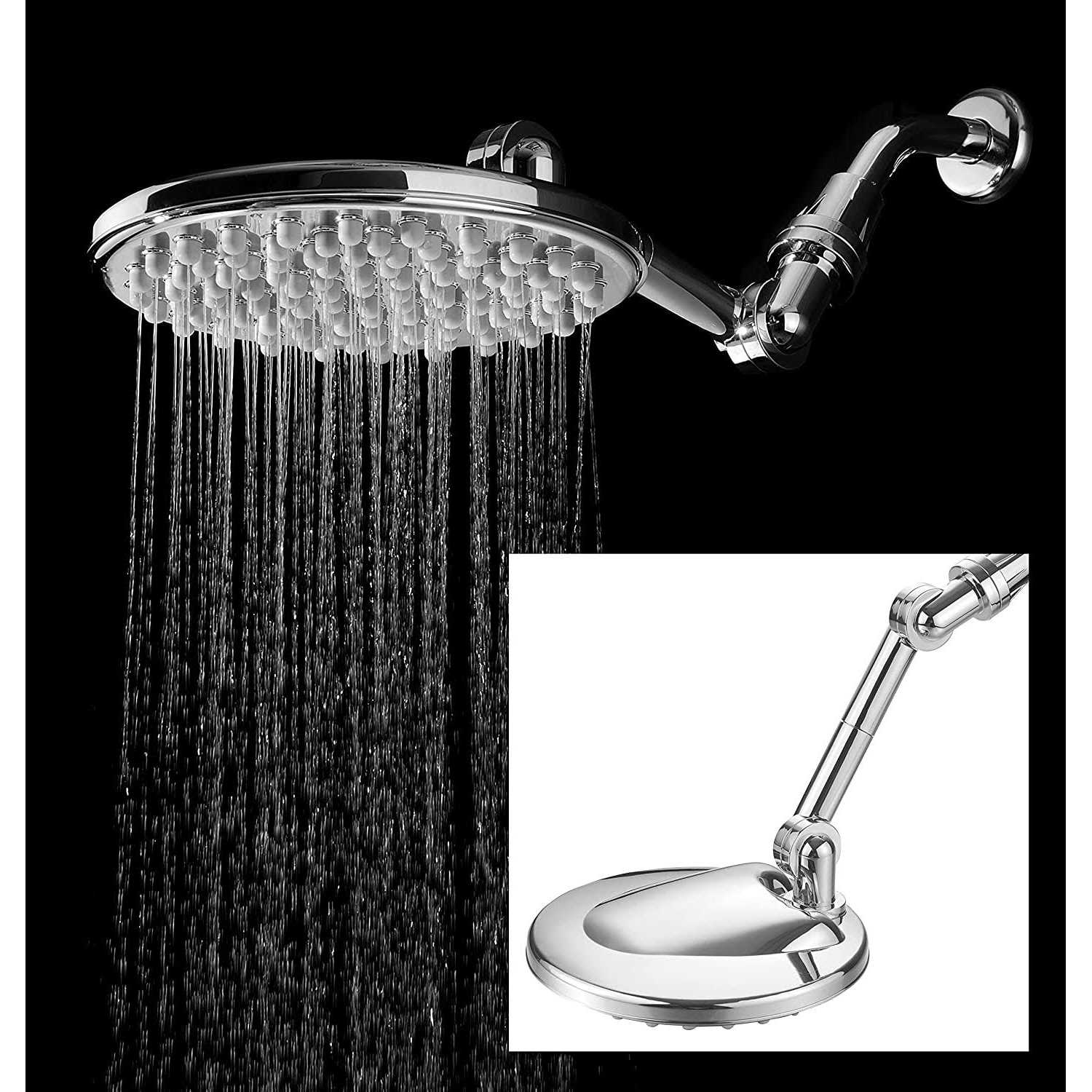 HotelSpa Instant-Mount Drill-Free Height/Angle Adjustable 30-Setting SpiralFlo 3-Way Shower Head / Handheld Showerhead Slide Bar - Zenithce