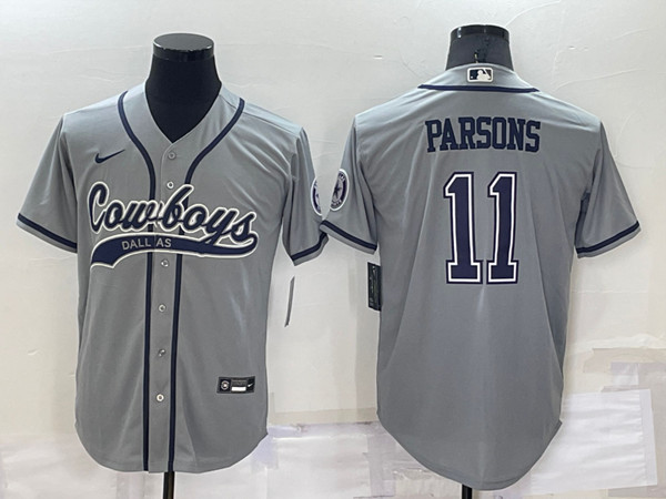 Dallas Cowboys #11 Micah Parsons Grey Cool Base Stitched Baseball Jersey - Zenithce