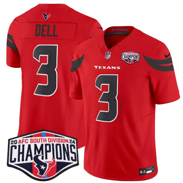Houston Texans #3 Tank Dell Red F.U.S.E. 2024 AFC South Division Champions Vapor Limited Stitched Jersey - Zenithce