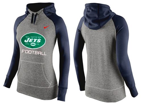 Women's Nike New York Jets Performance Hoodie Grey   Dark Blue - Zenithce