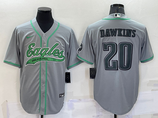 Philadelphia Eagles #20 Brian Dawkins Gray With Patch Cool Base Stitched Baseball Jersey - Zenithce