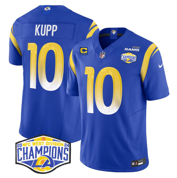 Los Angeles Rams #10 Cooper Kupp Blue 2024 NFC West Champions With 4-Star C Patch F.U.S.E. Vapor Untouchable Stitched Jersey - Zenithce