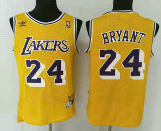 Los Angeles Lakers #24 Kobe Bryant Yellow Hardwood Classics Soul Swingman Throwback Jersey - Zenithce