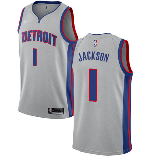 Pistons #1 Reggie Jackson Silver Swingman Statement Edition Jersey - Zenithce