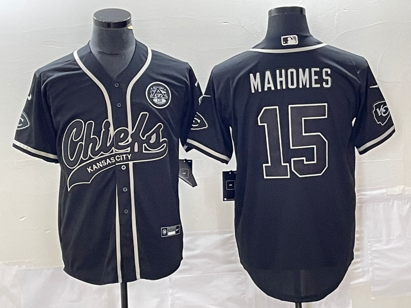 Kansas City Chiefs #15 Patrick Mahomes Black Cool Bae Stitched Jersey - Zenithce