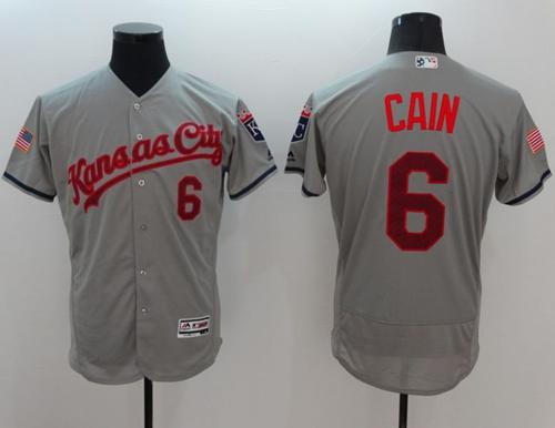 Royals #6 Lorenzo Cain Grey Fashion Stars Stripes Flexbase Authentic Stitched Jersey - Zenithce