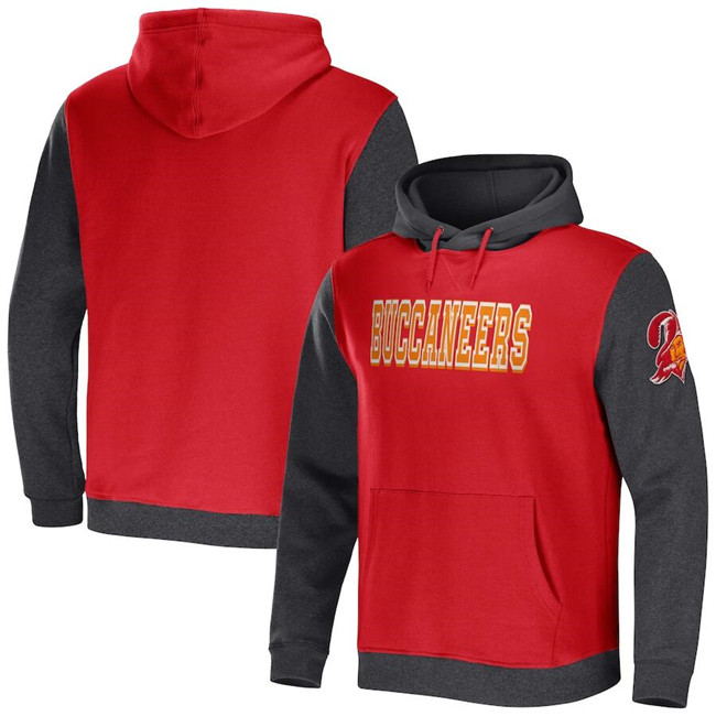 Tampa Bay Buccaneers X Darius Rucker Collection Red Charcoal Colorblock Pullover Hoodie - Zenithce