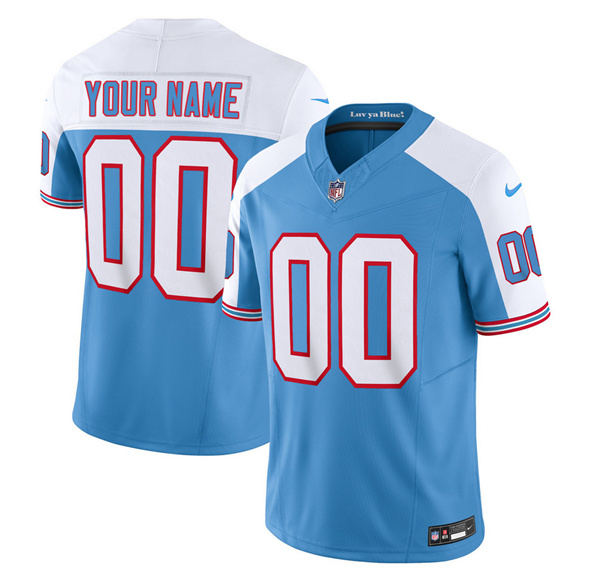 Tennessee Titans Custom Blue White 2023 F.U.S.E. Vapor Limited Throwback Stitched Jersey - Zenithce