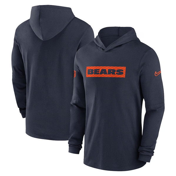 Chicago Bears Navy Sideline Performance Hoodie - Zenithce