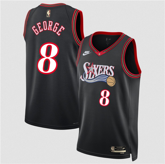 Philadelphia 76ers #8 Paul George Black 2025 Classic Edition Stitched Jersey - Zenithce