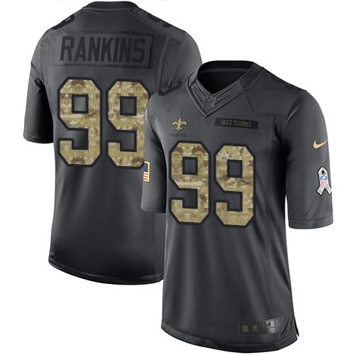 Saints #99 Sheldon Rankins Black Stitched Limited 2016 Salute To Service Nike Jersey - Zenithce