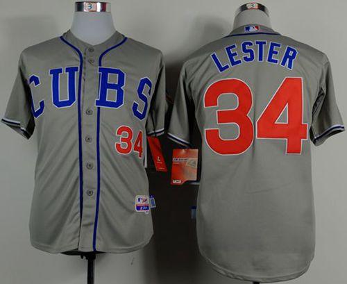 Cubs #34 Jon Lester Grey Cool Base Stitched Jersey - Zenithce