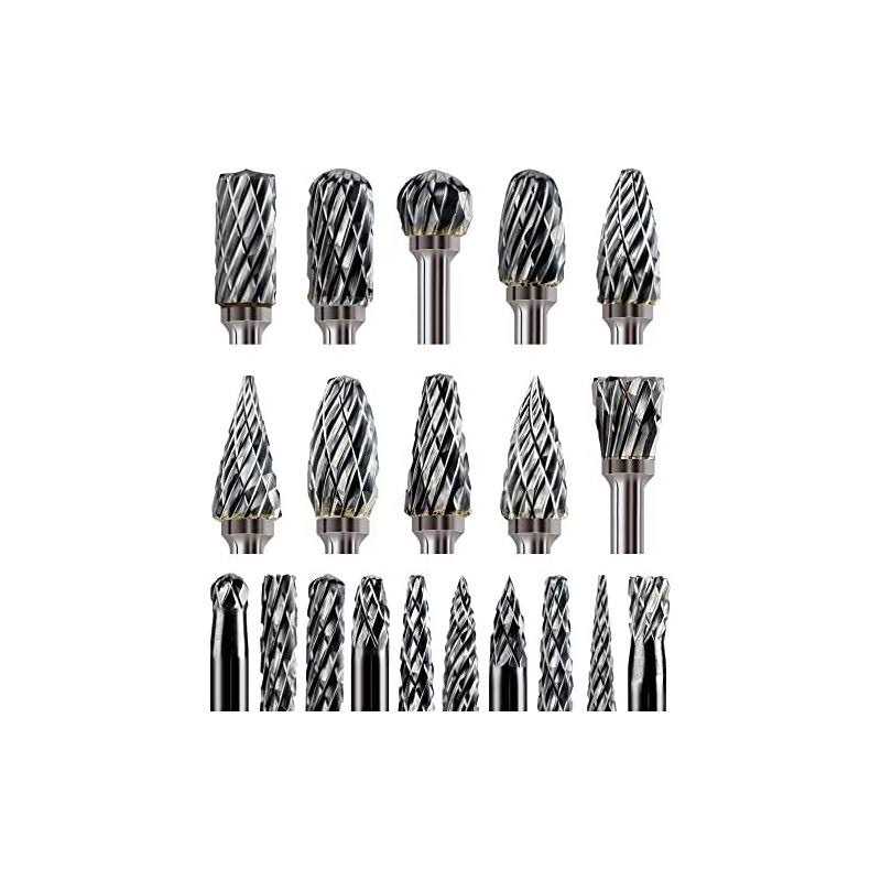 Sworker Carbide Burr Set Compatible with Dremel 1/8 Shank 10PCS Die Grinder Rotary Tool Rasp Bits Wood Carving Accessories Attachments Cutting - Zenithce