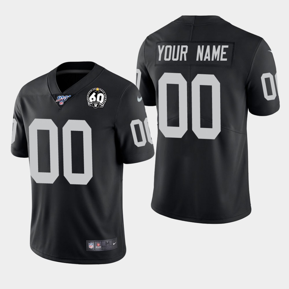 Raiders Customized Black 60th Anniversary Vapor Limited Stitched 100th Season Jersey. - Zenithce