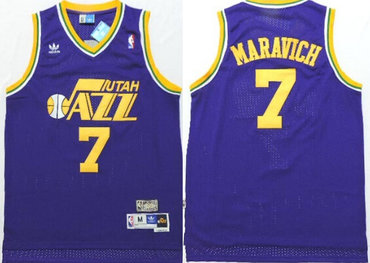 Utah Jazz #7 Pete Maravich Purple Swingman Throwback Jersey - Zenithce