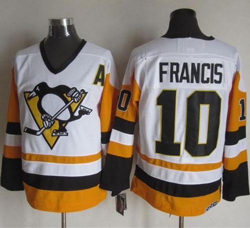 Penguins #10 Ron Francis White Black CCM Throwback Stitched Jersey - Zenithce