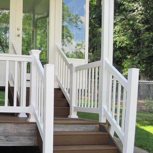 Weatherables Naples 3 ft. H x 8 ft. W White Vinyl Stair Railing Kit - Zenithce