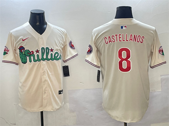 Philadelphia Phillies #8 Nick Castellanos Cream Phanatic Limited Stitched Jersey - Zenithce