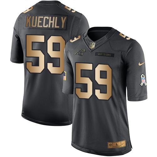 Panthers #59 Luke Kuechly Black Stitched Limited Gold Salute To Service Nike Jersey - Zenithce