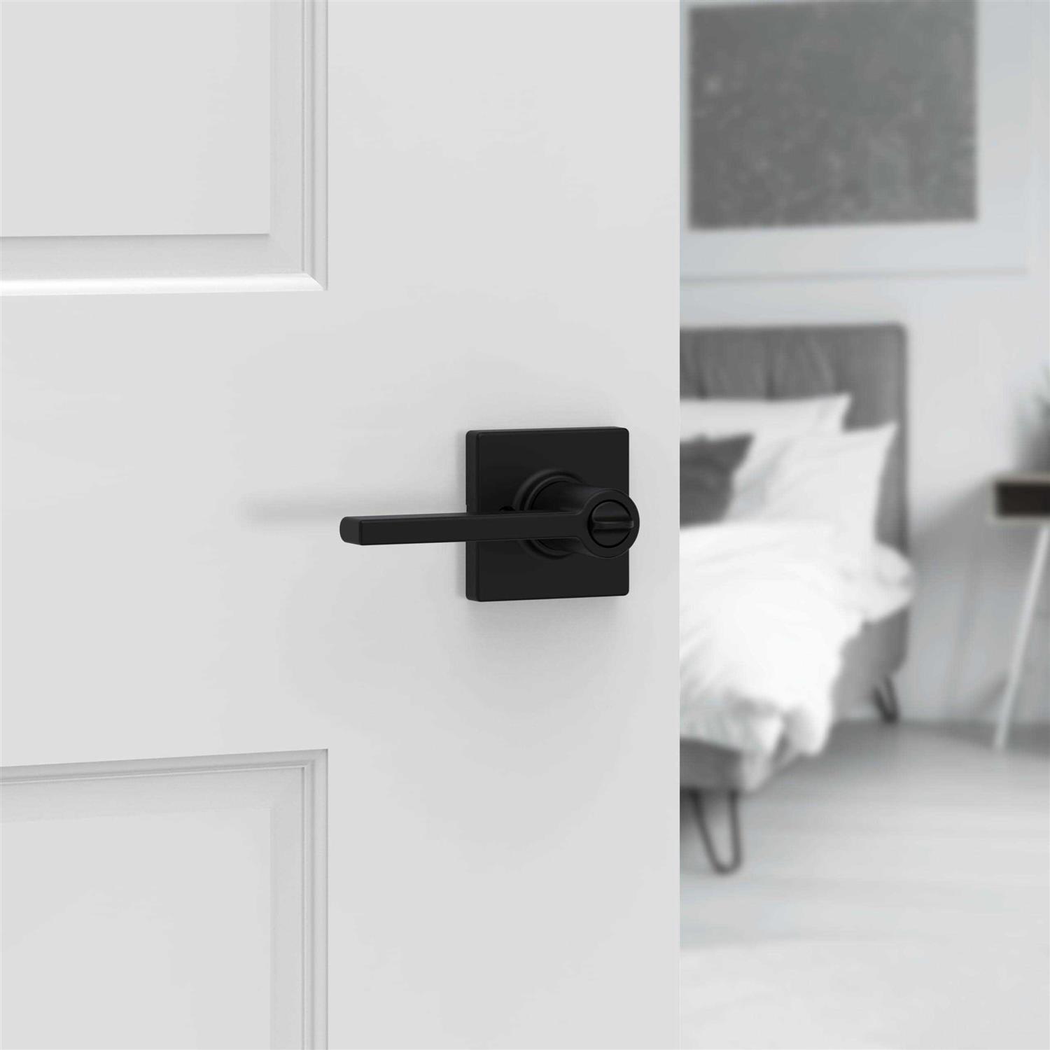 Kwikset 300BRNLSQT-514 Breton Privacy Door Lever with Square Rose - Zenithce