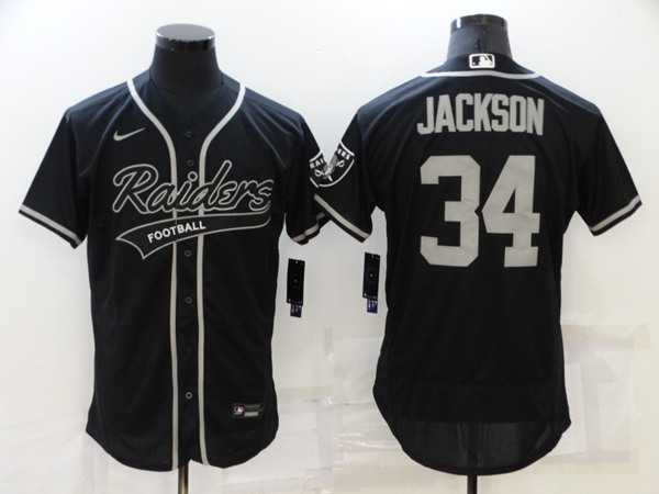 Las Vegas Raiders #34 Bo Jackson Black Flex Base Stitched Jersey - Zenithce