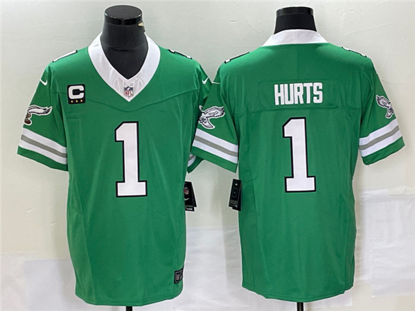 Philadelphia Eagles #1 Jalen Hurts Green 2023 F.U.S.E. Vapor Untouchable With C Patch Stitched Jersey - Zenithce