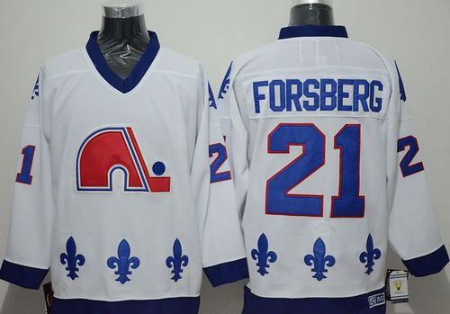 Nordiques #21 Peter Forsberg White CCM Throwback Stitched Jersey - Zenithce